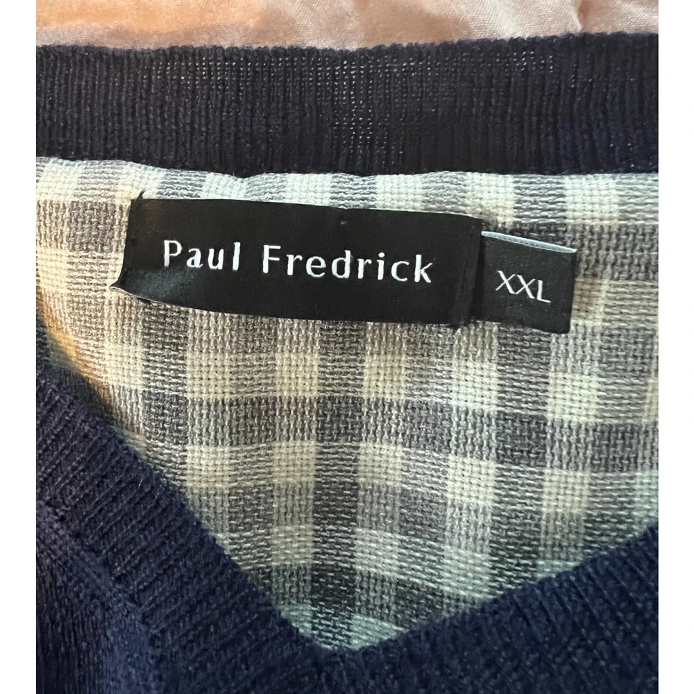 Paul Frederick Sweater Mens XXL Italian Merino Wool Blue Pullover Long Sleeve